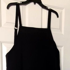 Oak + Fort Black Knee Length Apron Dress with Adjustable Shoulder Straps NWT